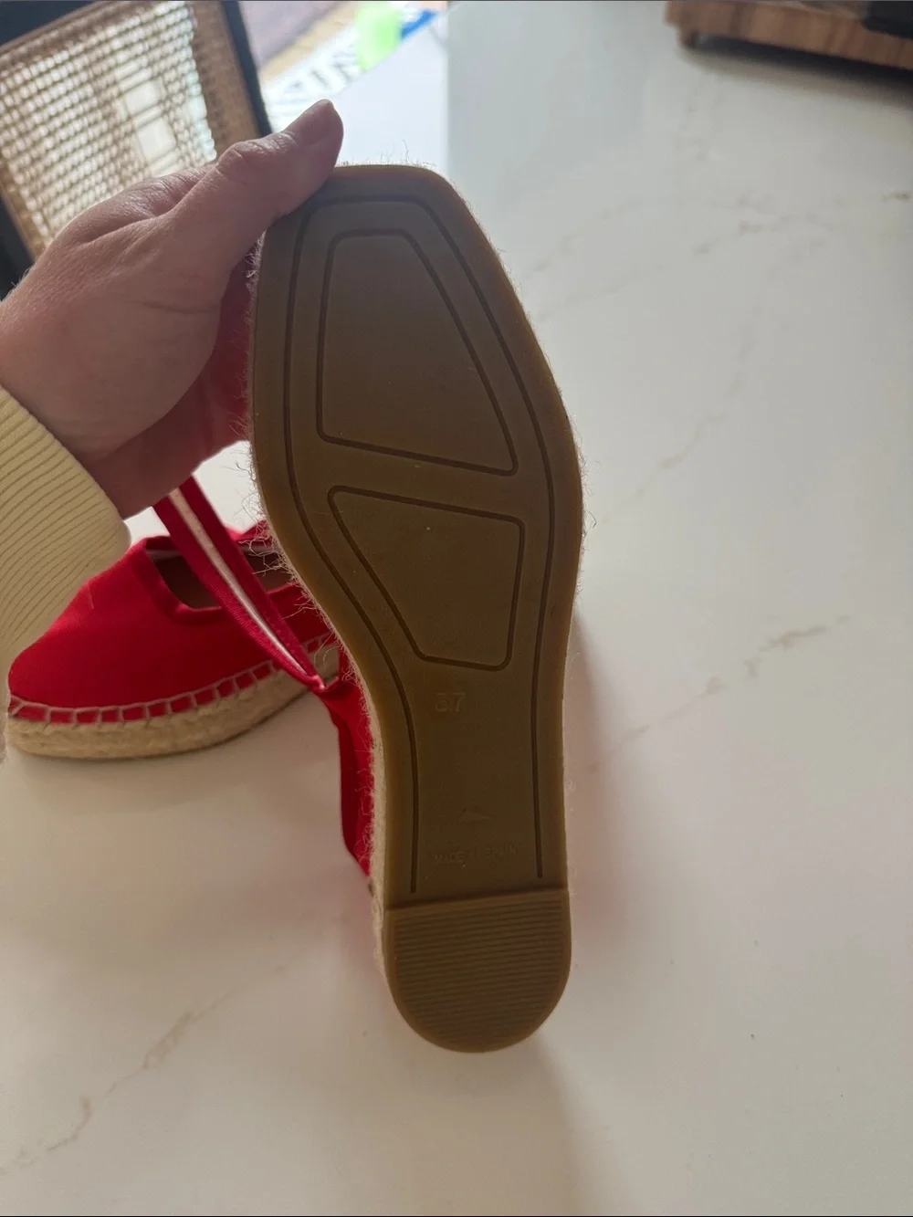 Maeve Red Canvas Espadrille Mary Jane with Jute Sole